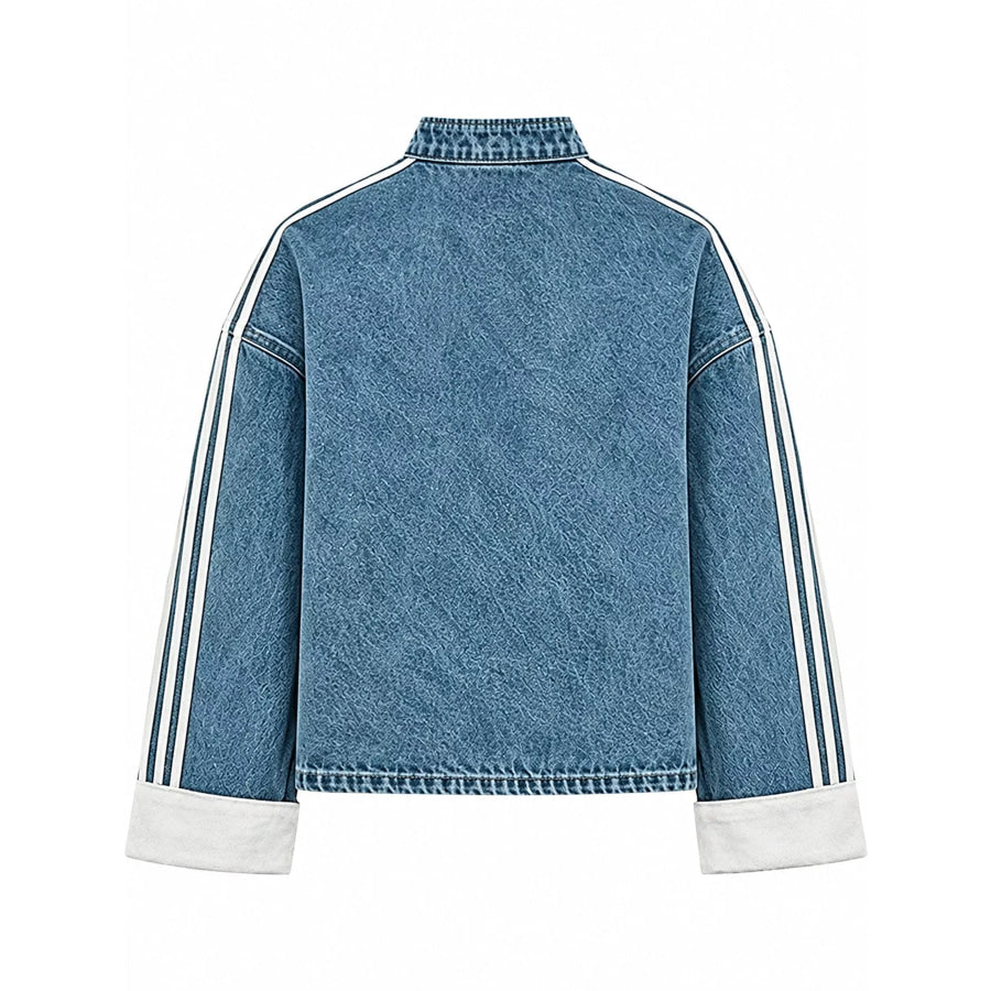 Chinese-Style Button Stand Collar Denim Jacket Apparel and Accessories