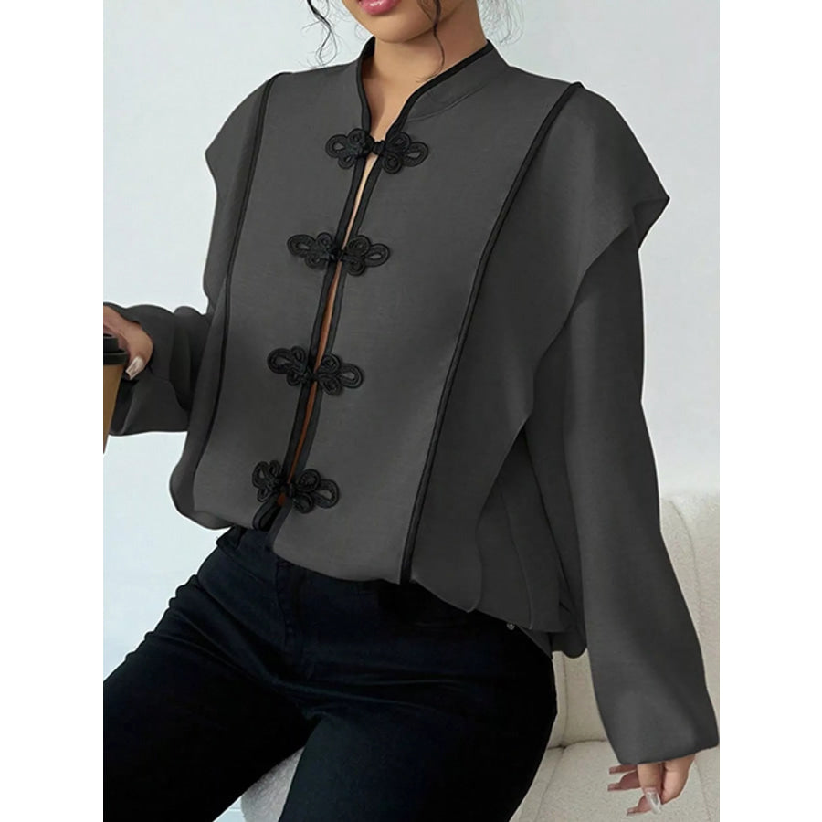Chinese-Style Mandarin Collar Blouse Apparel and Accessories