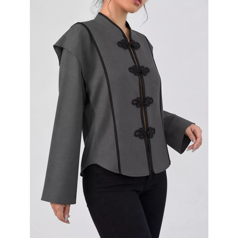 Chinese-Style Mandarin Collar Blouse Apparel and Accessories