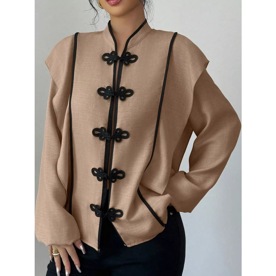 Chinese-Style Mandarin Collar Blouse Apparel and Accessories