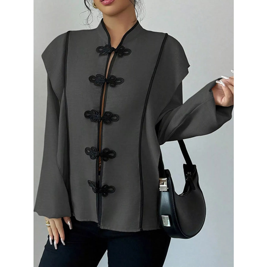 Chinese-Style Mandarin Collar Blouse Apparel and Accessories