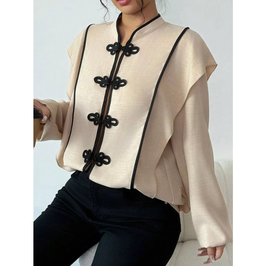Chinese-Style Mandarin Collar Blouse Apparel and Accessories