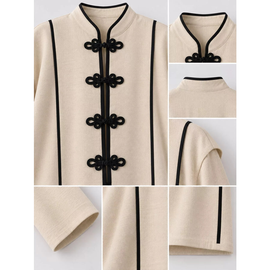 Chinese-Style Mandarin Collar Blouse Apparel and Accessories