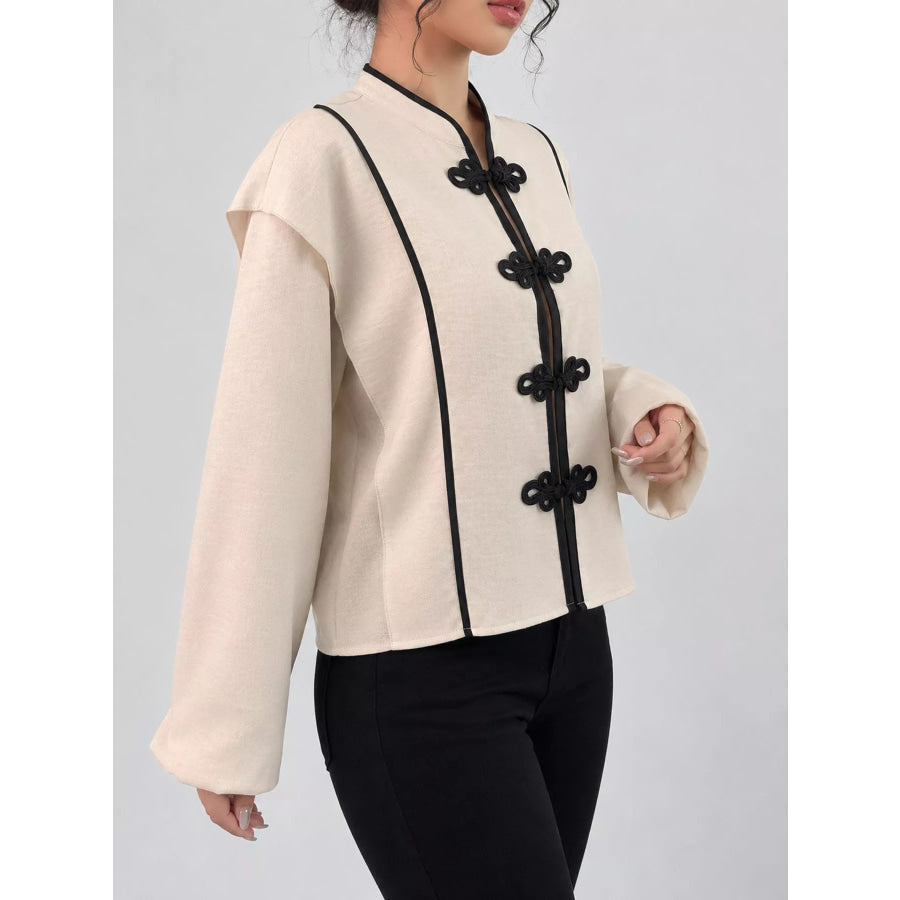 Chinese-Style Mandarin Collar Blouse Apparel and Accessories