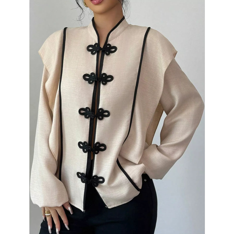 Chinese-Style Mandarin Collar Blouse Apparel and Accessories
