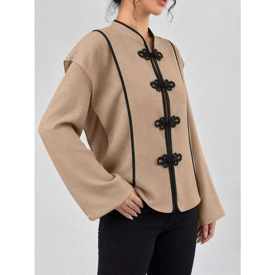 Chinese-Style Mandarin Collar Blouse Apparel and Accessories