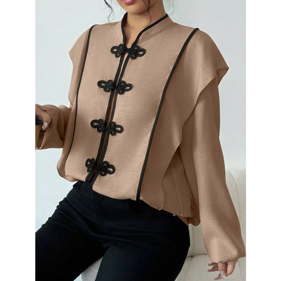 Chinese-Style Mandarin Collar Blouse Apparel and Accessories