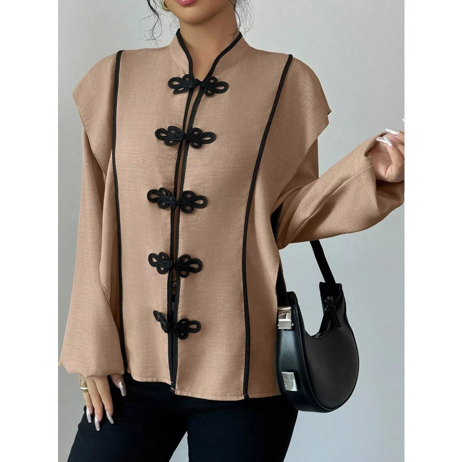 Chinese-Style Mandarin Collar Blouse Apparel and Accessories