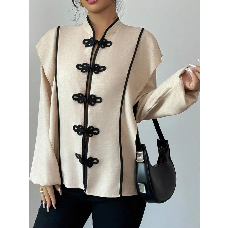 Chinese-Style Mandarin Collar Blouse Apparel and Accessories