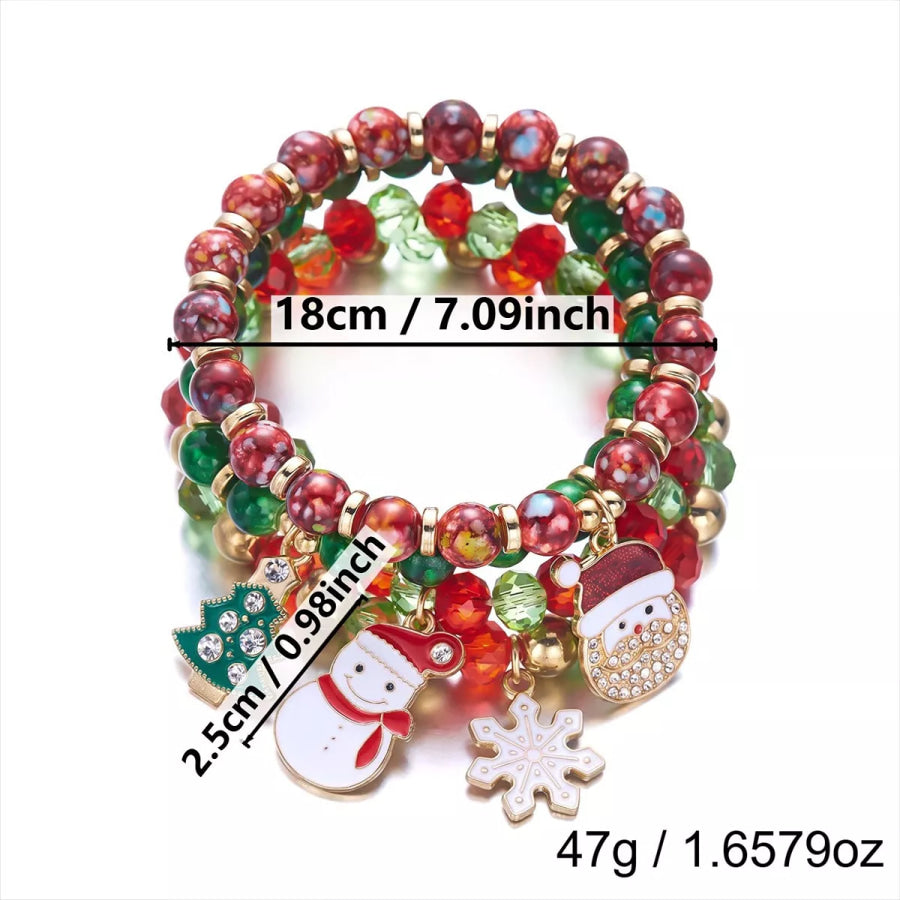 Christmas Beaded Heart Bracelet Set Apparel and Accessories
