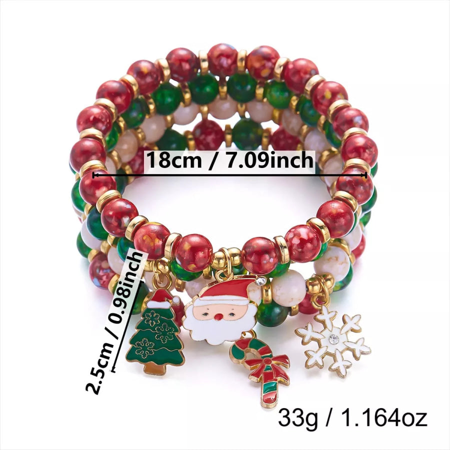 Christmas Beaded Heart Bracelet Set Apparel and Accessories