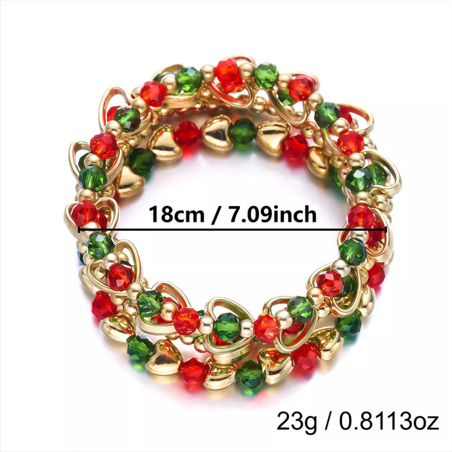 Christmas Beaded Heart Bracelet Set Apparel and Accessories