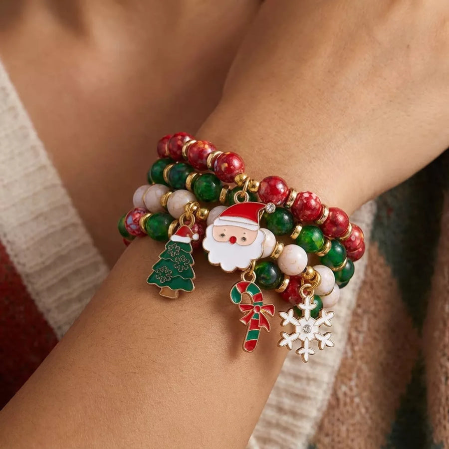 Christmas Beaded Heart Bracelet Set Style B / onesize Apparel and Accessories