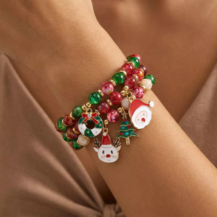 Christmas Beaded Heart Bracelet Set Style D / onesize Apparel and Accessories