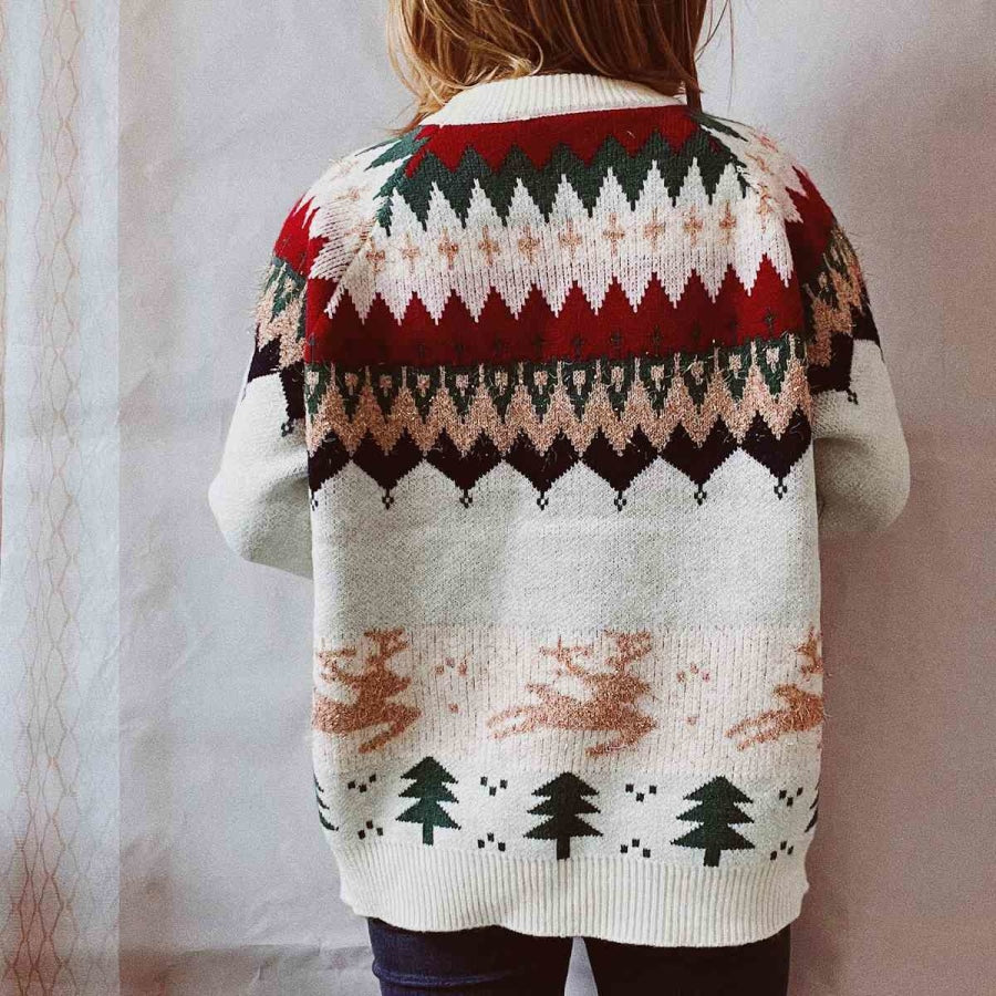 Christmas Element Long Sleeve Sweater Cream / S