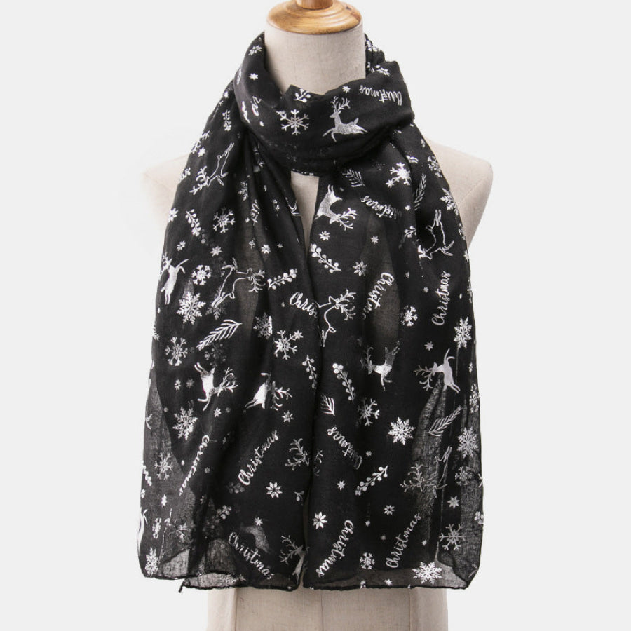 Christmas Element Polyester Scarf Black / One Size Apparel and Accessories