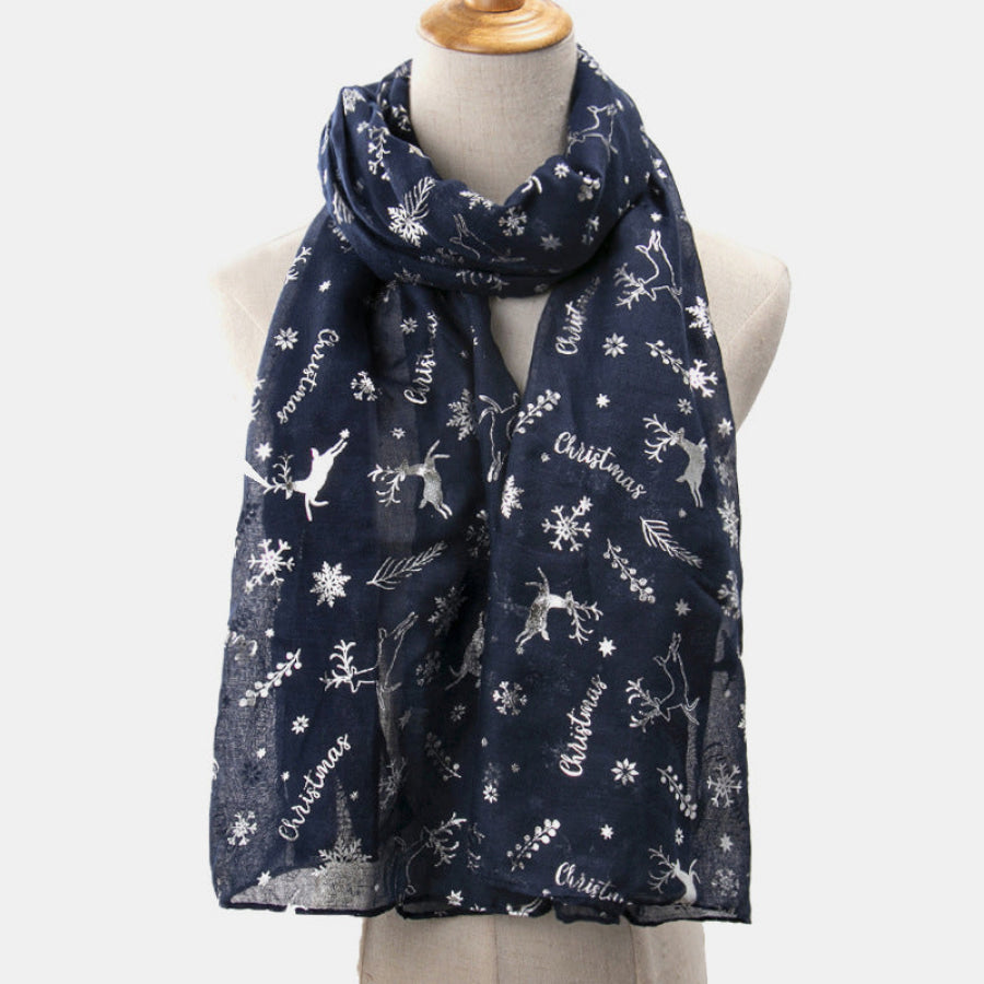 Christmas Element Polyester Scarf Dark Navy / One Size Apparel and Accessories