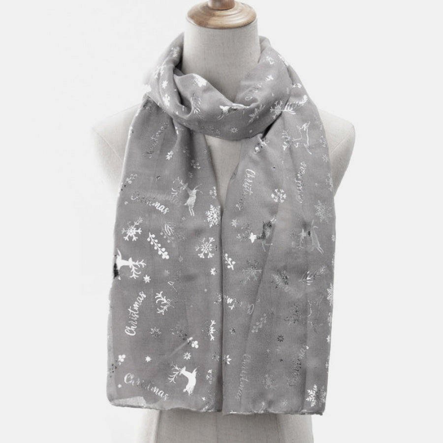 Christmas Element Polyester Scarf Light Gray / One Size Apparel and Accessories