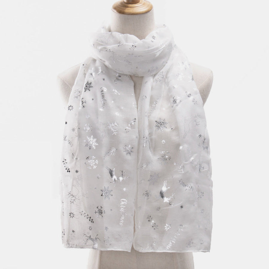 Christmas Element Polyester Scarf White / One Size Apparel and Accessories