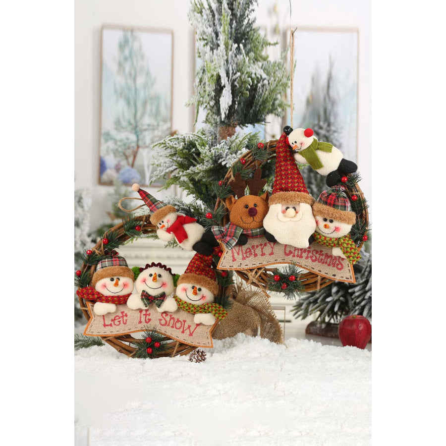 Christmas Element Rattan Wreath Ornaments Santa/Snowman/Reindeer / One Size Apparel and Accessories