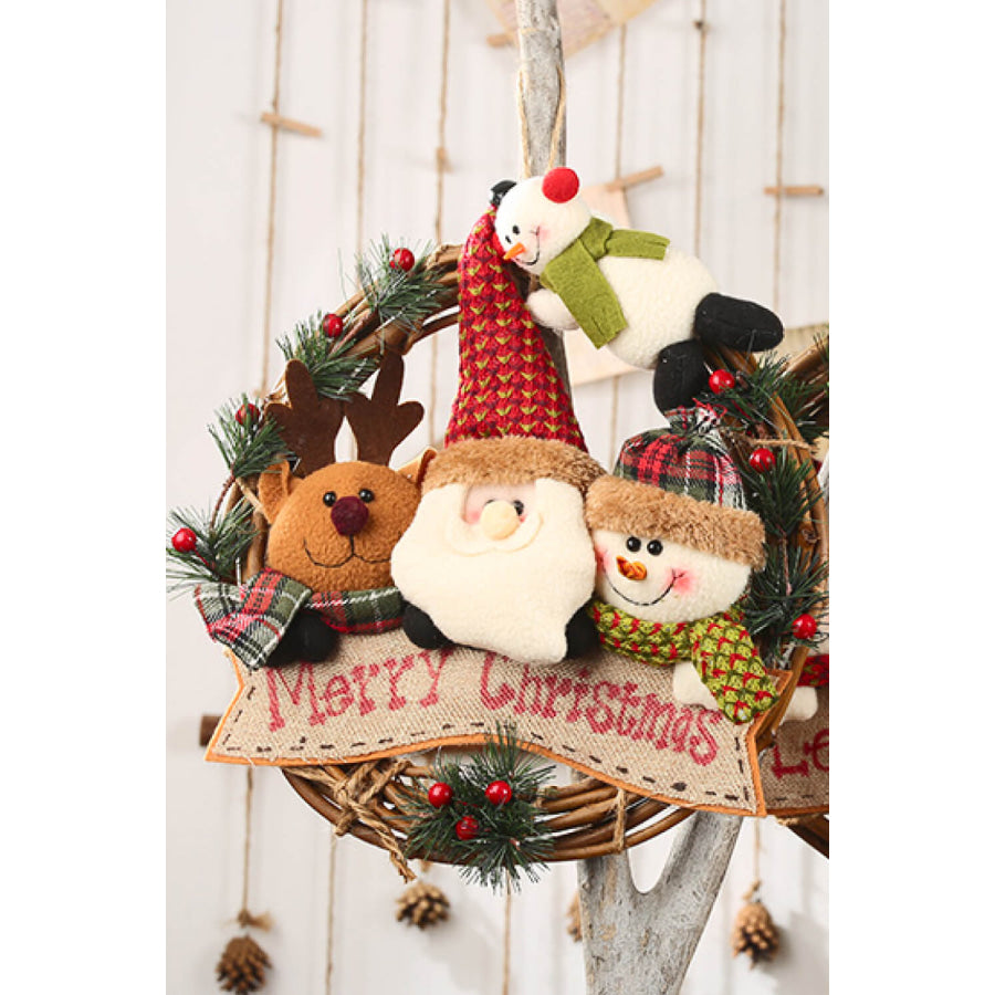 Christmas Element Rattan Wreath Ornaments Santa/Snowman/Reindeer / One Size Apparel and Accessories