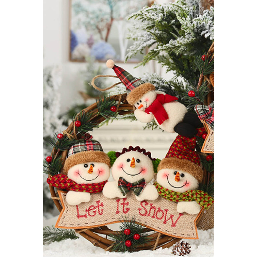 Christmas Element Rattan Wreath Ornaments Snowman / One Size Apparel and Accessories