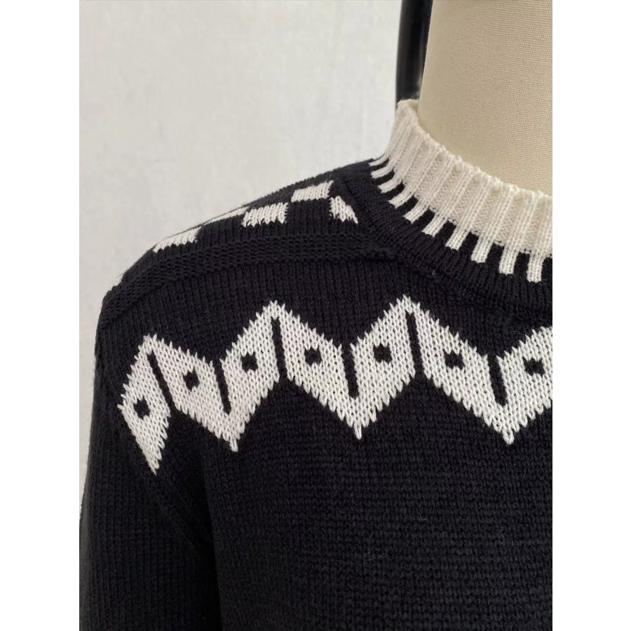 Christmas Festive Fair Isle Patterned Crew Neck Sweater Apparel and Accessories