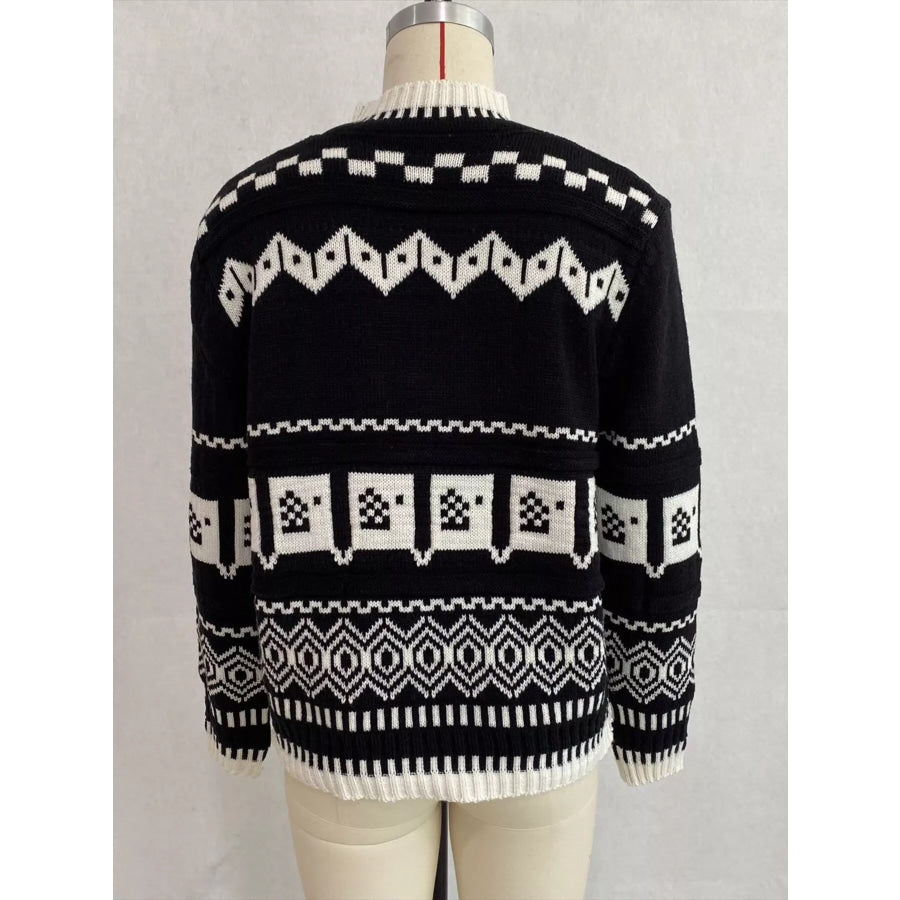 Christmas Festive Fair Isle Patterned Crew Neck Sweater Apparel and Accessories