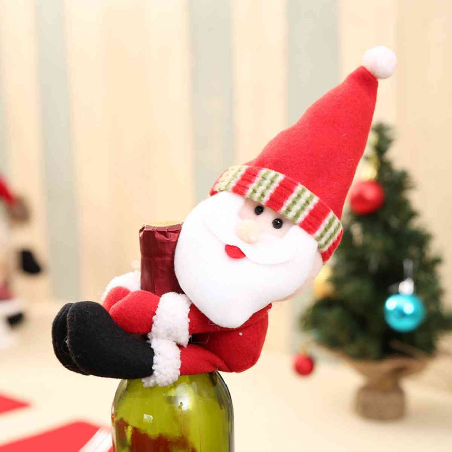 Christmas Gnome Wine Bottle Decoration Deep Red / One Size