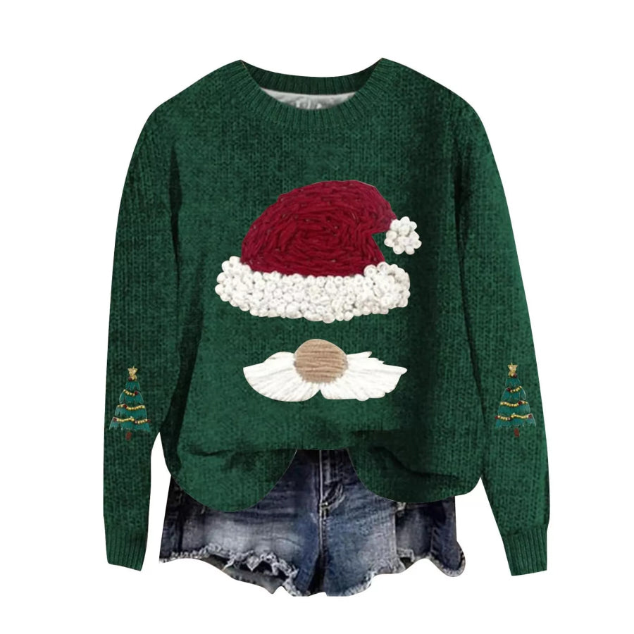 Christmas Graphic Dropped Shoulder Sweater Green / S Apparel and Accessories