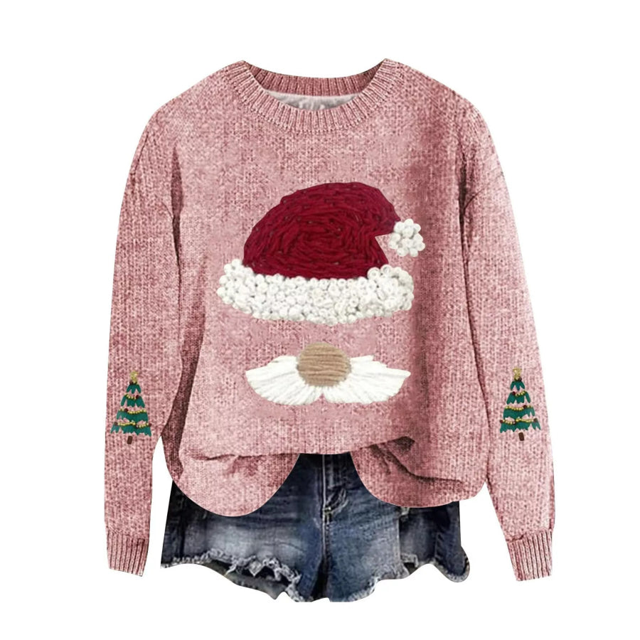 Christmas Graphic Dropped Shoulder Sweater Pink / S Apparel and Accessories