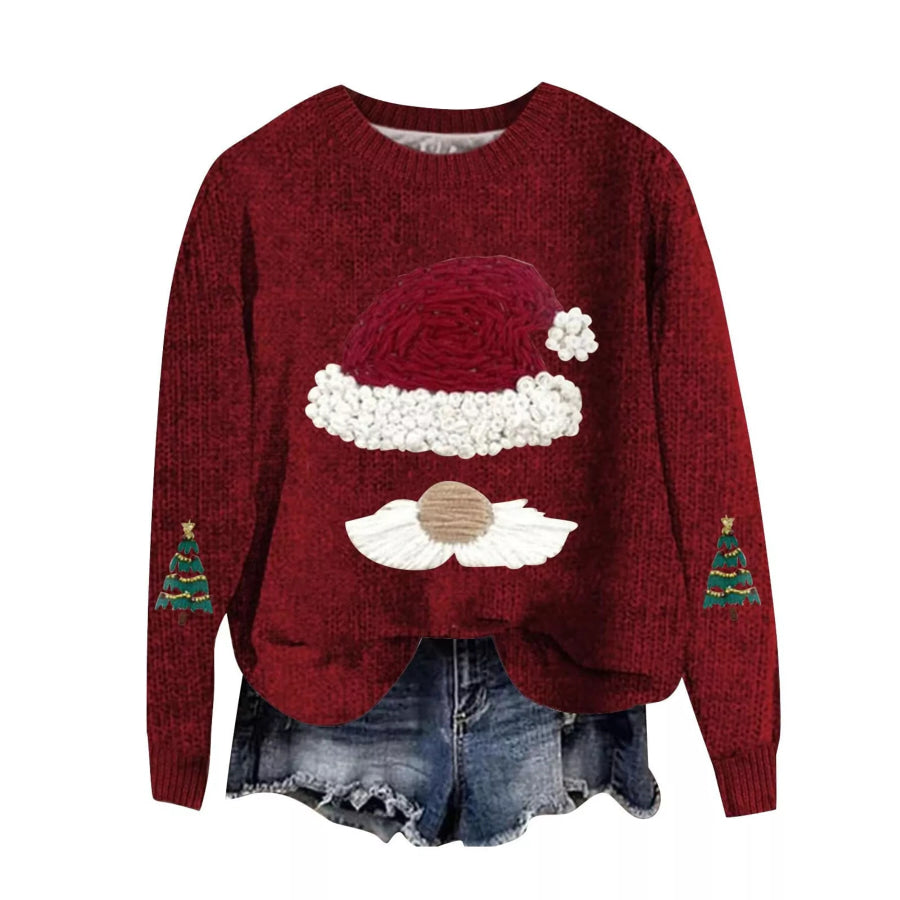 Christmas Graphic Dropped Shoulder Sweater Red / S Apparel and Accessories
