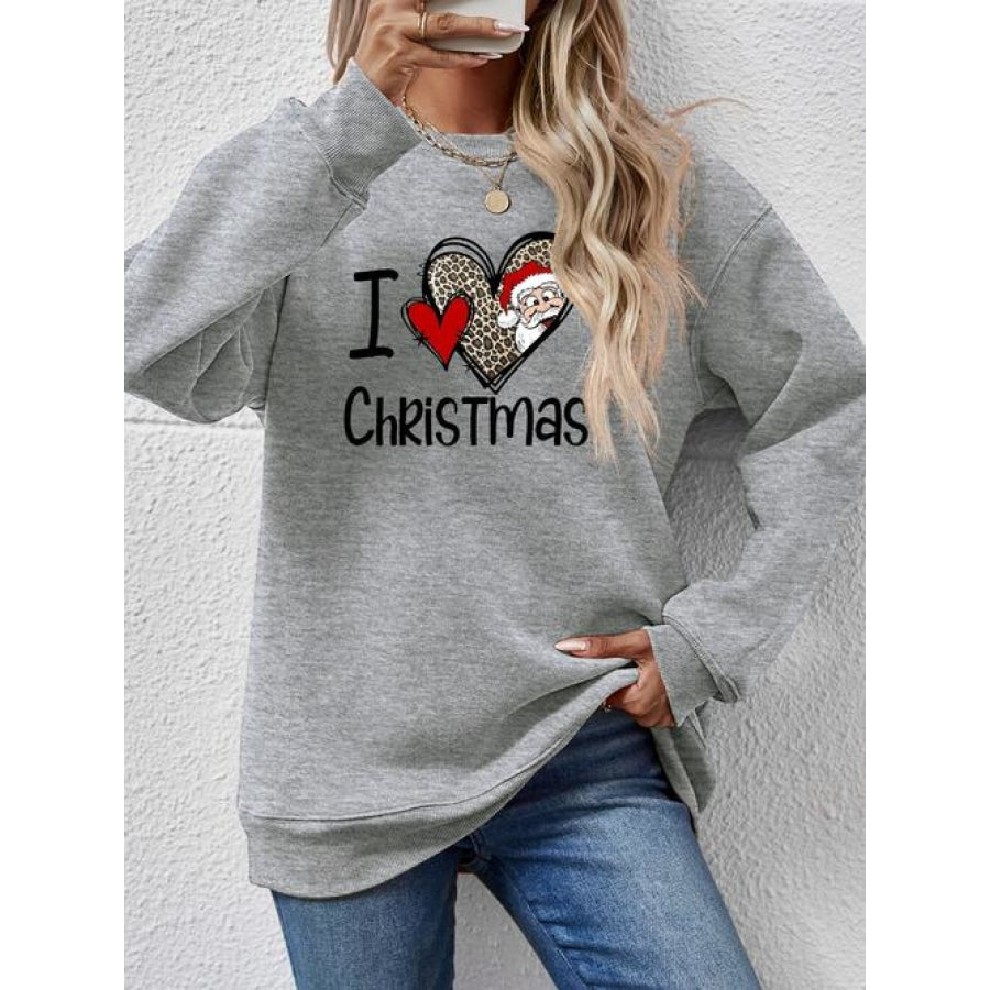 CHRISTMAS Graphic Round Neck Sweatshirt Charcoal / S