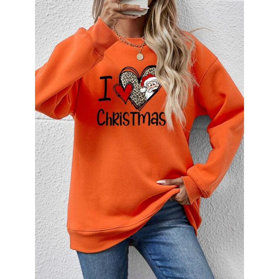 CHRISTMAS Graphic Round Neck Sweatshirt Pumpkin / S