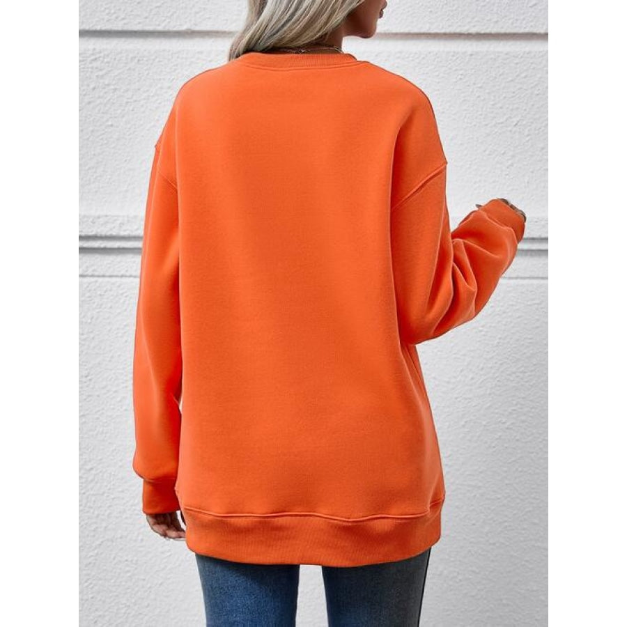 CHRISTMAS Graphic Round Neck Sweatshirt Pumpkin / S