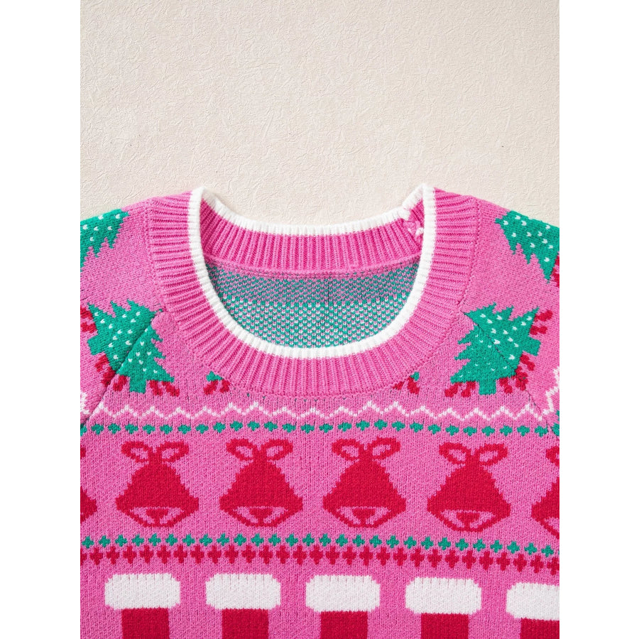 Christmas Holiday Graphic Round Neck Knit Sweater Apparel and Accessories