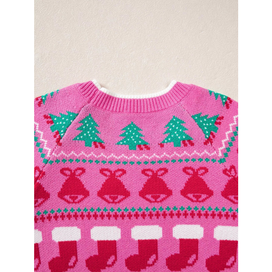 Christmas Holiday Graphic Round Neck Knit Sweater Apparel and Accessories
