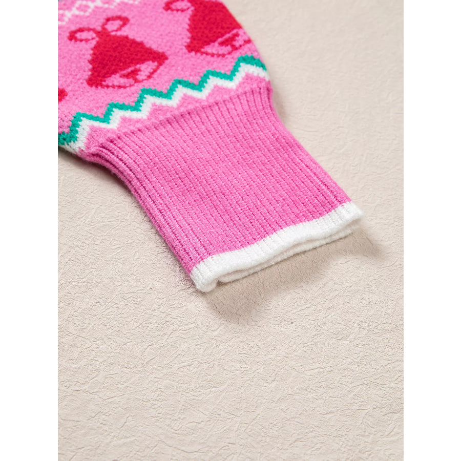 Christmas Holiday Graphic Round Neck Knit Sweater Apparel and Accessories