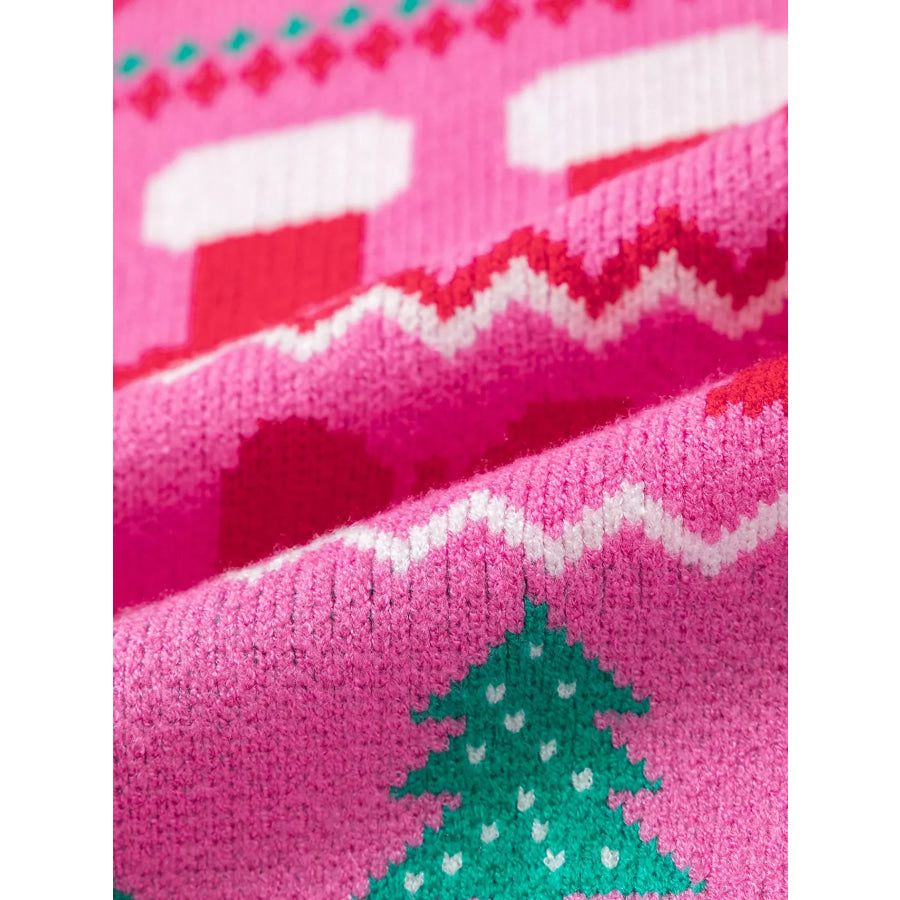 Christmas Holiday Graphic Round Neck Knit Sweater Apparel and Accessories