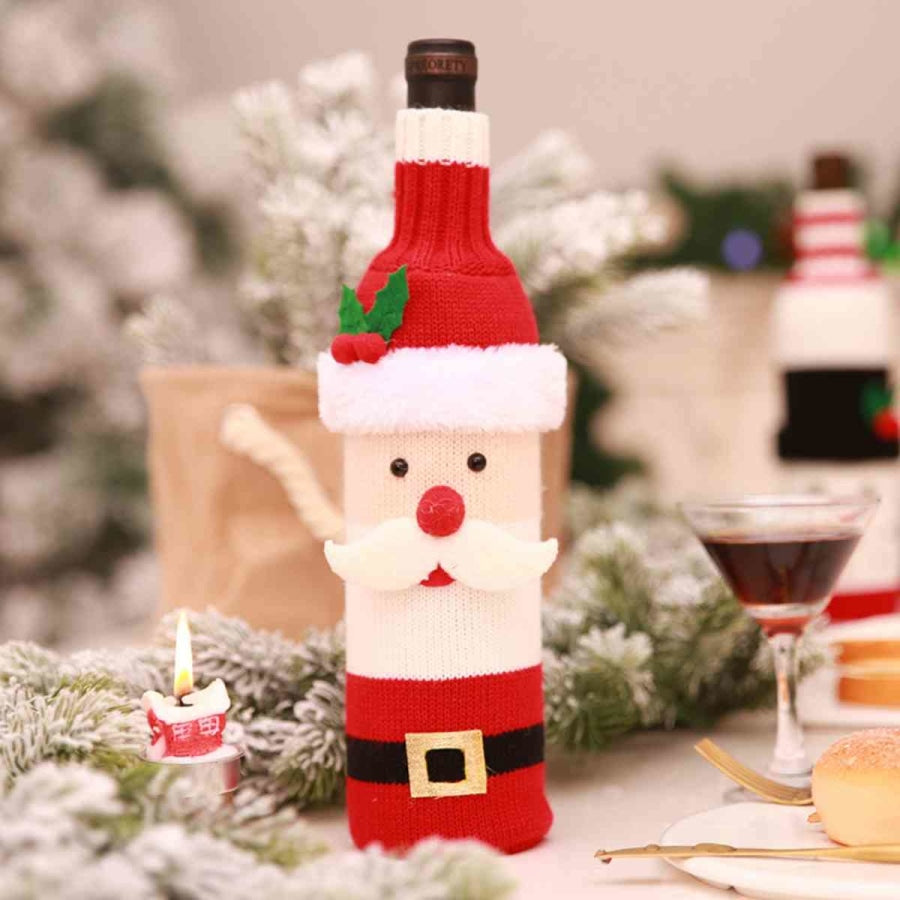 Christmas Knit Wine Bottle Cover Style A / One Size