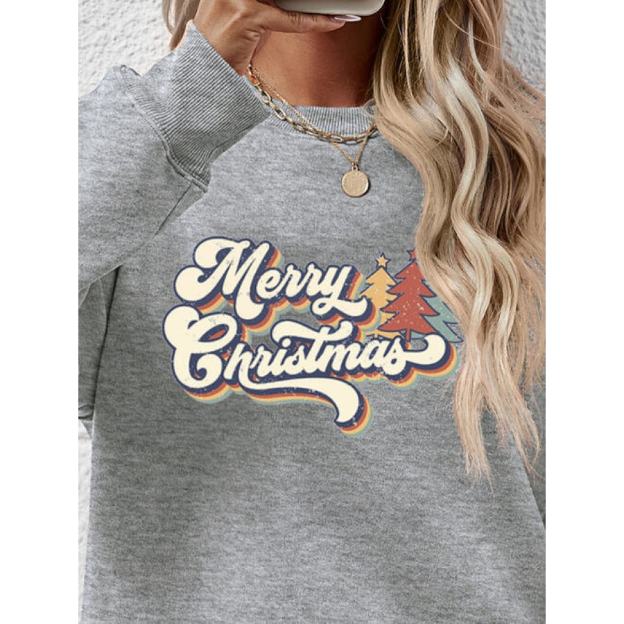 Christmas Letter Graphic Round Neck Sweatshirt