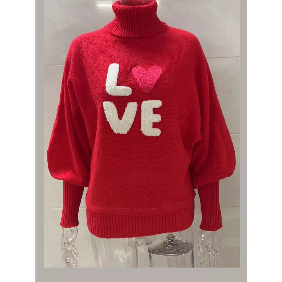 Christmas Letter Turtleneck Sweater Apparel and Accessories