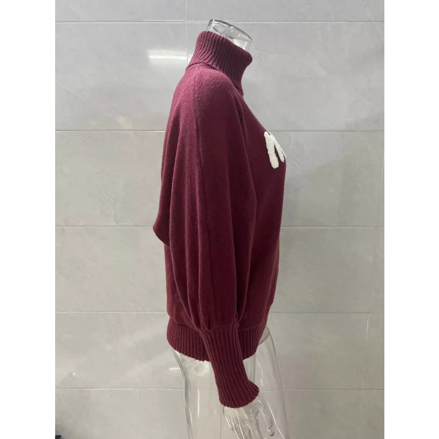 Christmas Letter Turtleneck Sweater Apparel and Accessories