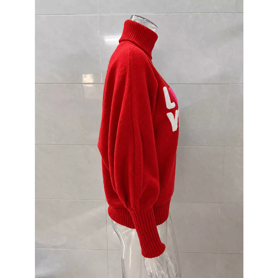 Christmas Letter Turtleneck Sweater Apparel and Accessories