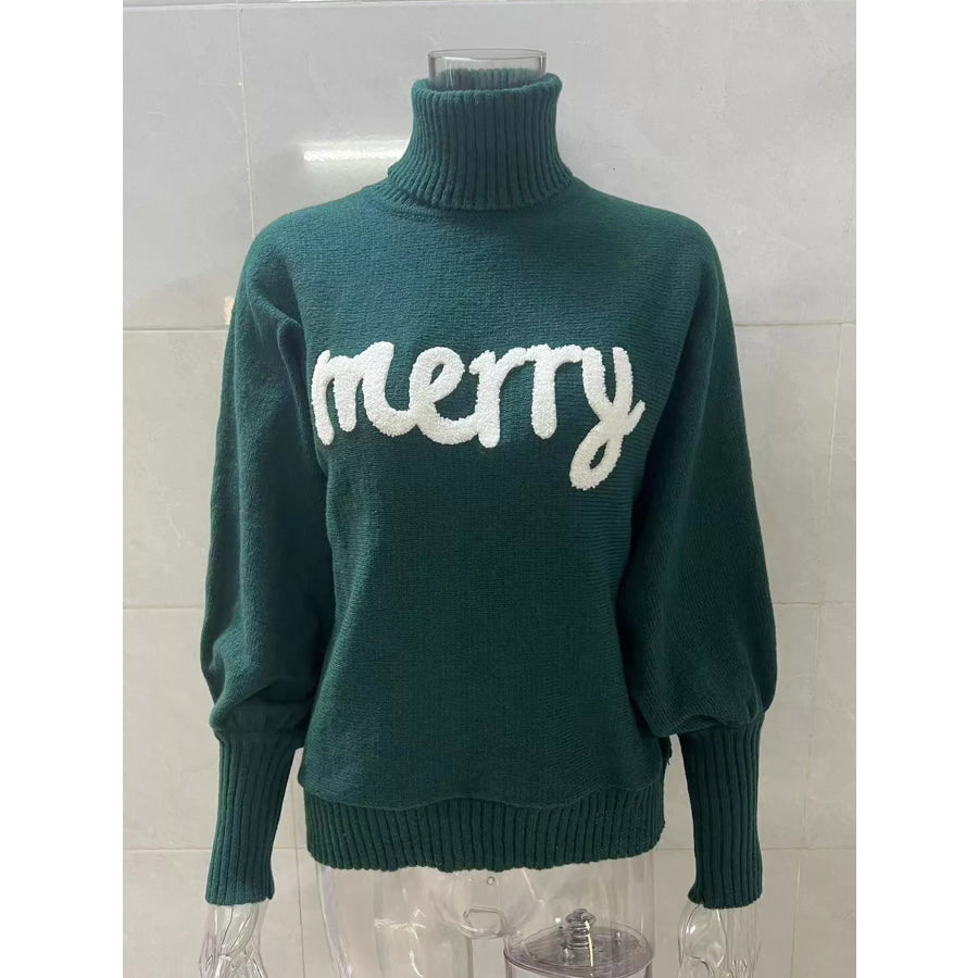 Christmas Letter Turtleneck Sweater Apparel and Accessories