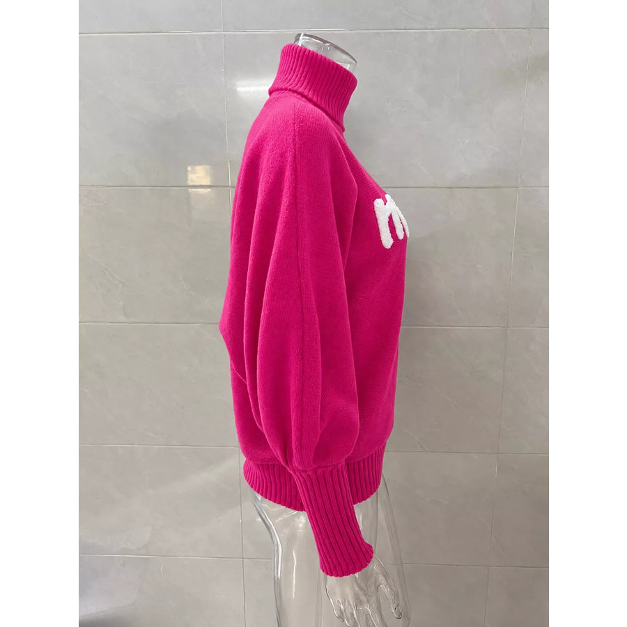 Christmas Letter Turtleneck Sweater Apparel and Accessories