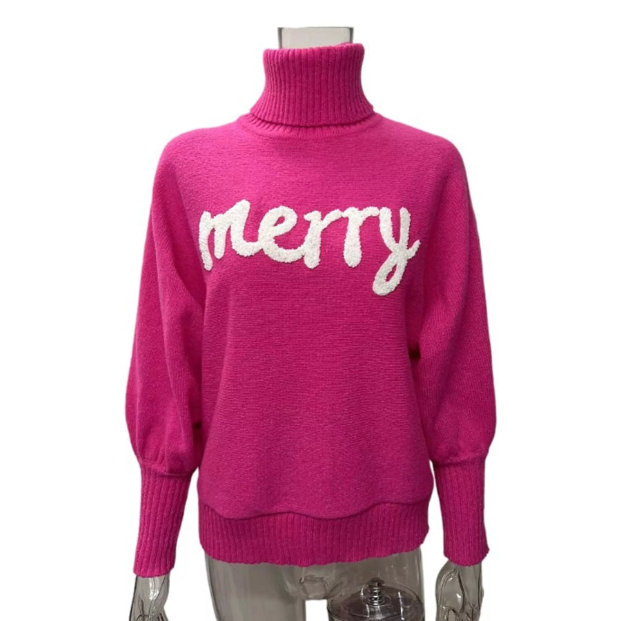 Christmas Letter Turtleneck Sweater Apparel and Accessories