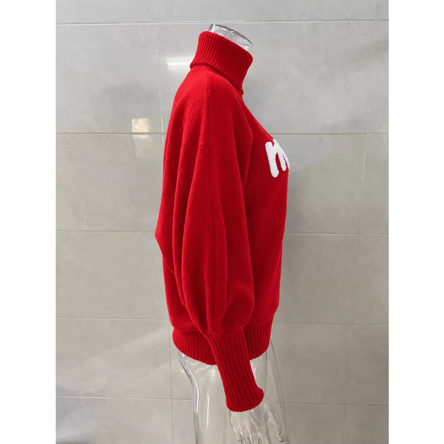 Christmas Letter Turtleneck Sweater Apparel and Accessories
