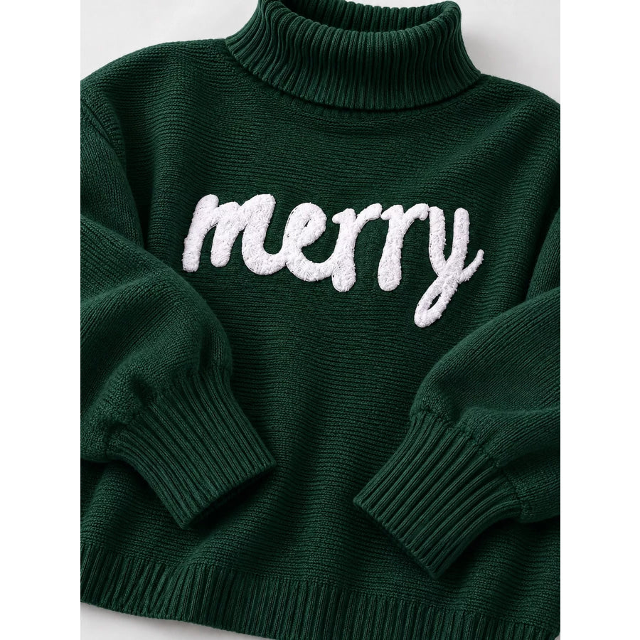 Christmas Letter Turtleneck Sweater Apparel and Accessories