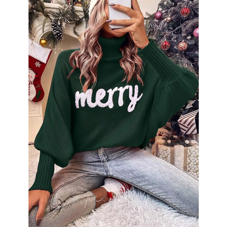 Christmas Letter Turtleneck Sweater Apparel and Accessories